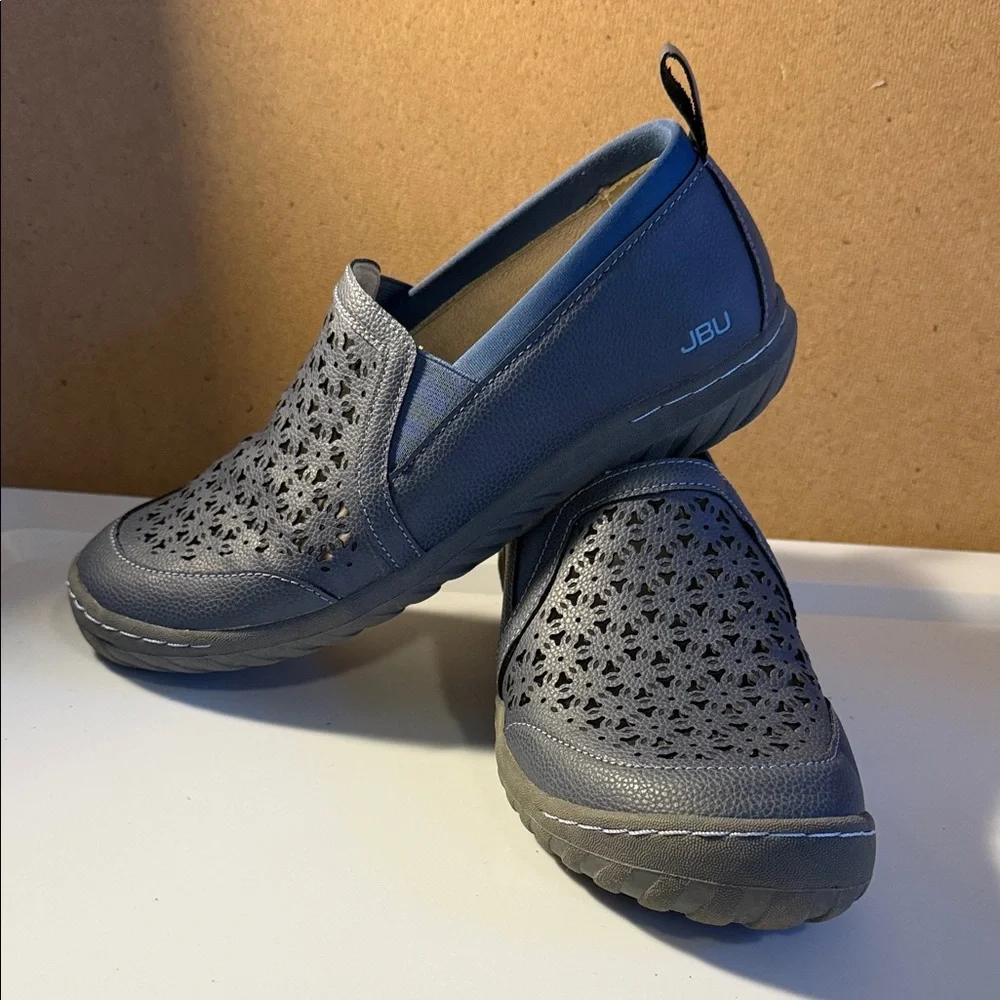 JBU Perforated Navy Slip-On Loafers - Picture 3 of 8